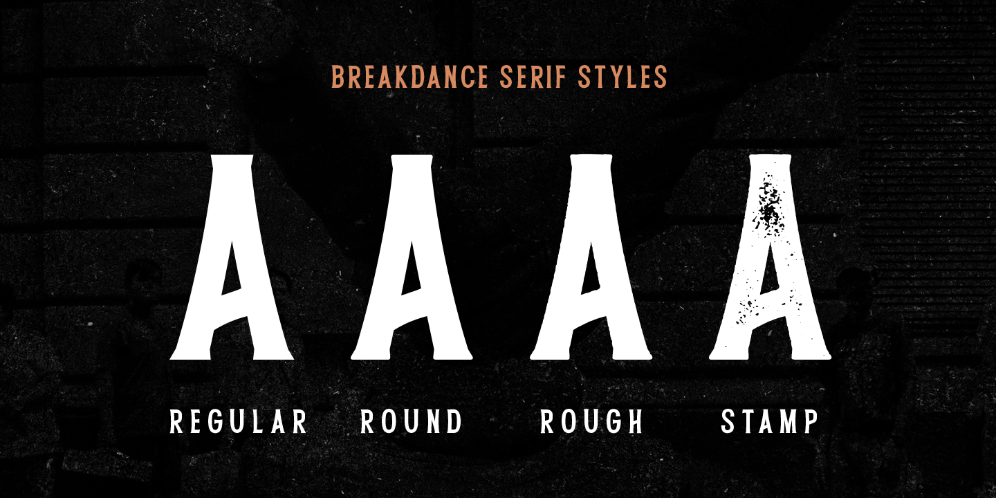 Przykład czcionki Breakdance Reborn Serif Stamp